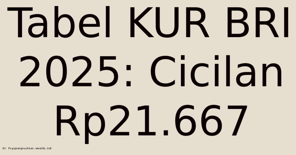 Tabel KUR BRI 2025: Cicilan Rp21.667