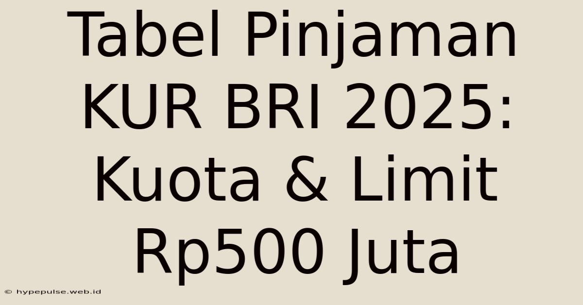 Tabel Pinjaman KUR BRI 2025: Kuota & Limit Rp500 Juta