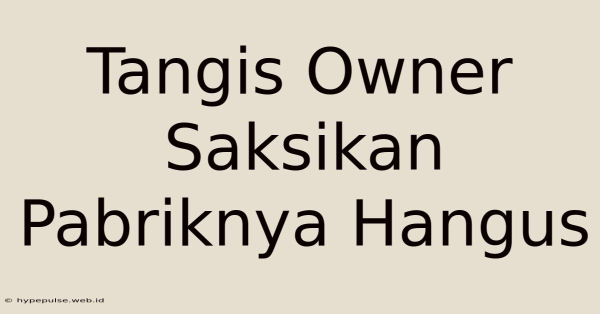 Tangis Owner Saksikan Pabriknya Hangus