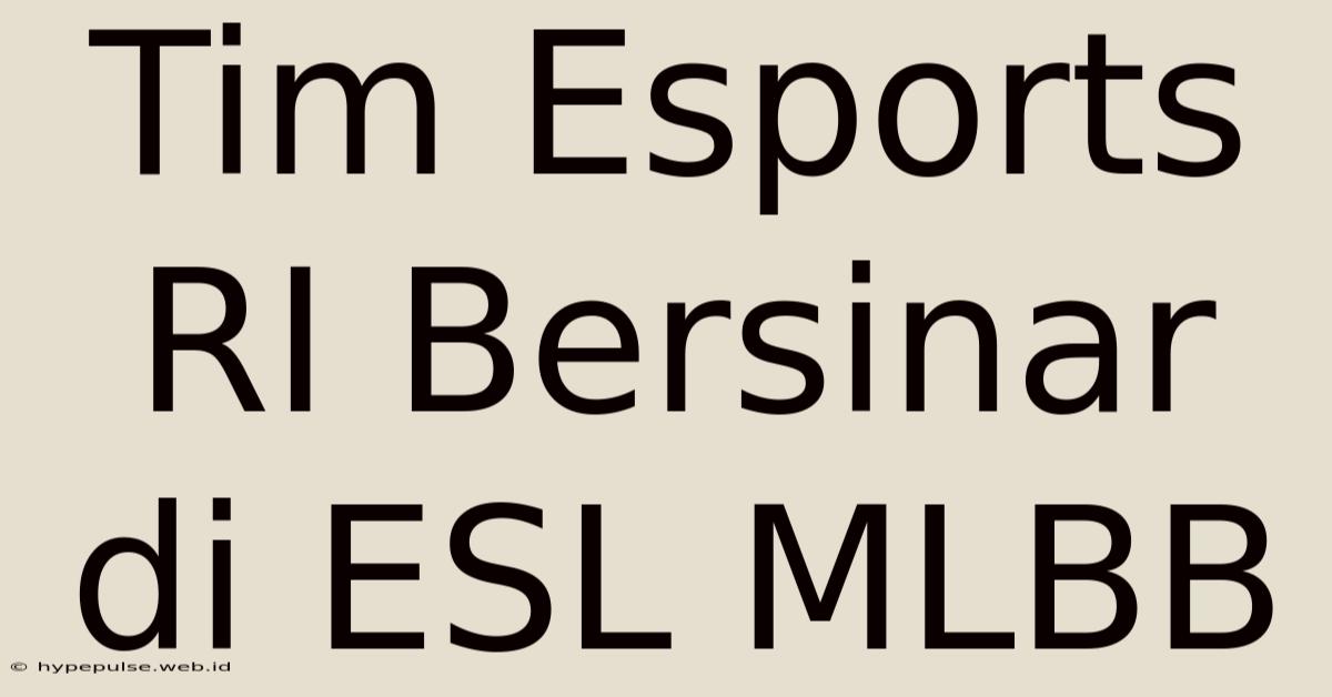 Tim Esports RI Bersinar Di ESL MLBB