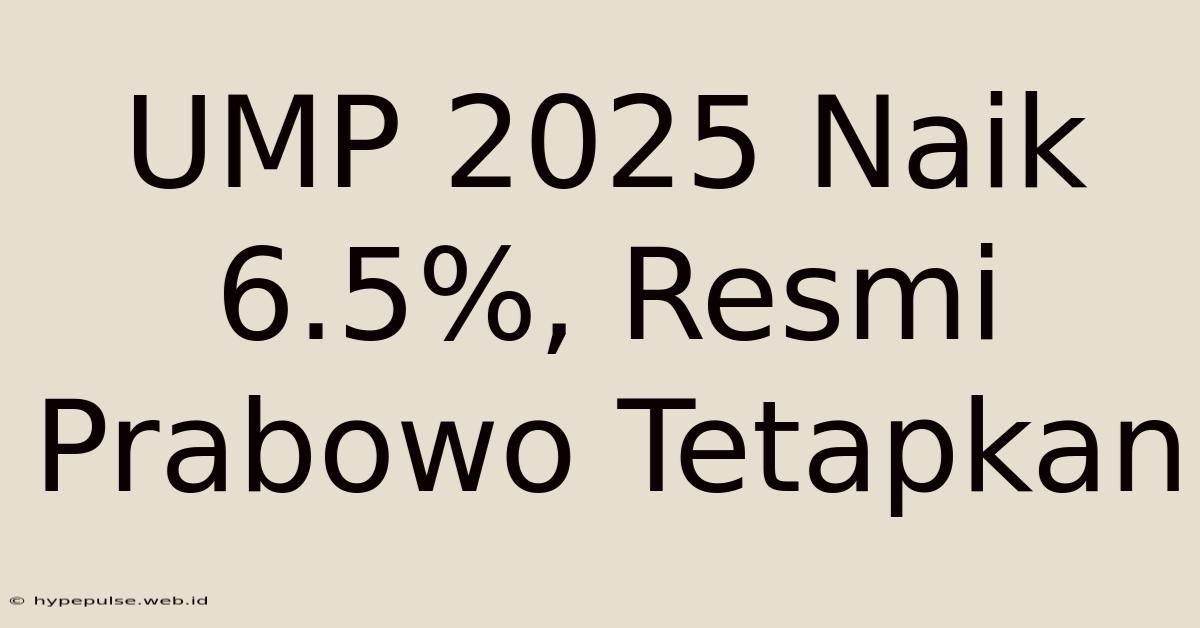 UMP 2025 Naik 6.5%, Resmi Prabowo Tetapkan